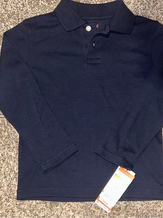 Cat & Jack Other - NWT Cat & Jack Kids Long Sleeve Uniform Polo Shirt Navy Blue Size 4/5
